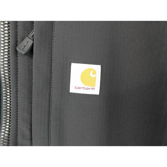 Carhartt Softshell Jacket Mens L Black 102703 Rough Cut Waffle Thermal Embroider - Picture 8 of 15